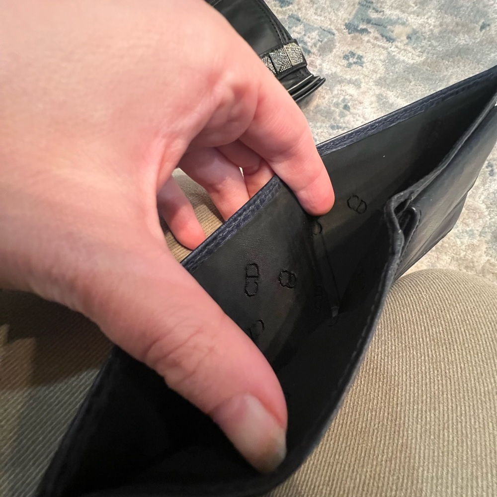 Blue Leather Wallet with Gold Accent - Picture 10 of 13
